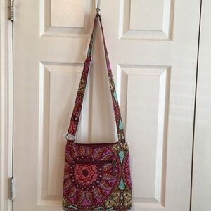 Vera Bradley Pink and Green Mandala Crossbody Bag